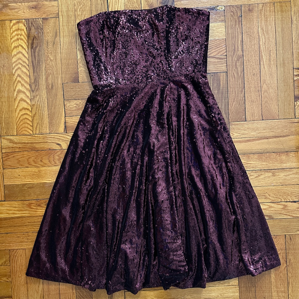 Sequin Purple/Red Strapless Tube Dress